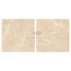 Two beige marble tiles of Ivory Light Travertine 12X12 Cross-Cut Filled and Honed