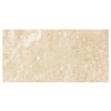 Beige travertine tile in Ivory Light Travertine 12X24 Cross-Cut Filled and Polished