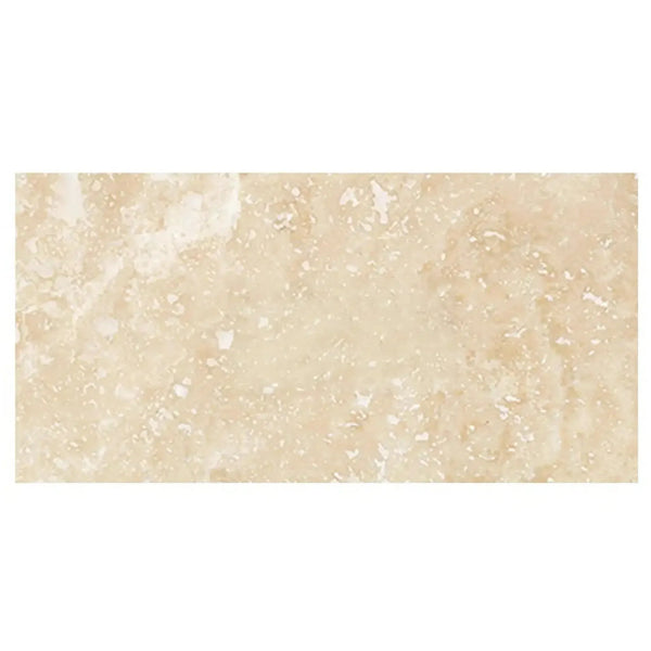 Beige travertine tile in Ivory Light Travertine 12X24 Cross-Cut Filled and Polished