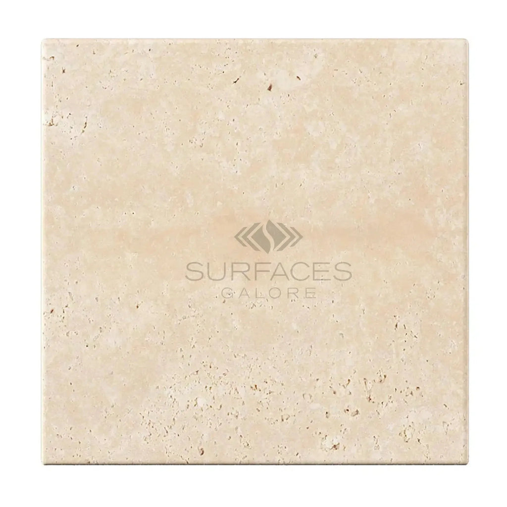 Ivory Light Travertine 16X16 Cross-Cut Tumbled Square Tile for Flooring and Decor