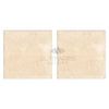 Two square Ivory Travertine 16X16 tiles displayed, showcasing a cross-cut finish