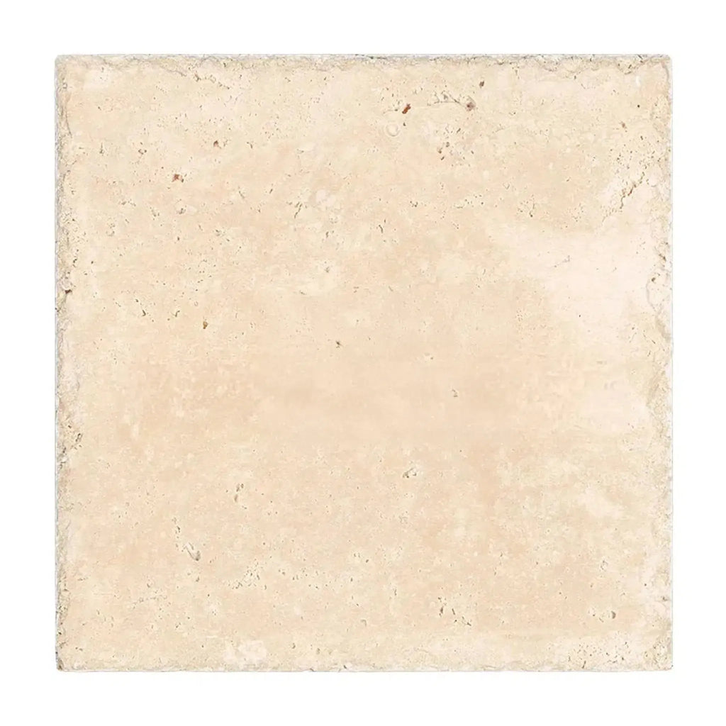 Ivory Light Travertine 16X16 Cross-Cut Unfilled Brushed and Chiseled Square Tile