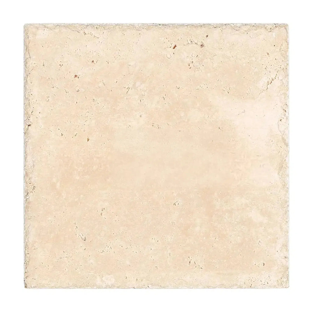 Ivory Light Travertine 18X18 Cross-Cut Unfilled Brushed Chiseled Square Tile