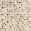 Textured beige stone cube mosaic in Ivory Travertine 1X1 Hi-Low Split-Faced design