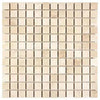 Beige square mosaic tile sheet of Ivory Light Travertine 1X1 filled and honed