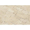 Beige travertine brick pattern in Ivory Light Travertine 1X2 Mosaic Split-Faced