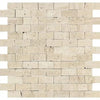 Beige Travertine brick mosaic tile from the Ivory Light Travertine collection