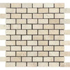 Beige Brick Mosaic Tile from Ivory Light Travertine 1X2 Tumbled Collection