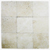 Nine square Ivory Travertine 24X24 3 cm Tumbled Paver tiles displayed together