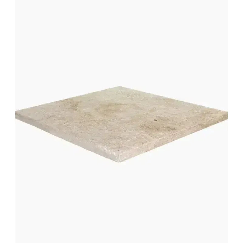 Square beige tile in Ivory Light Travertine 24X24 3 cm Paver Tumbled design