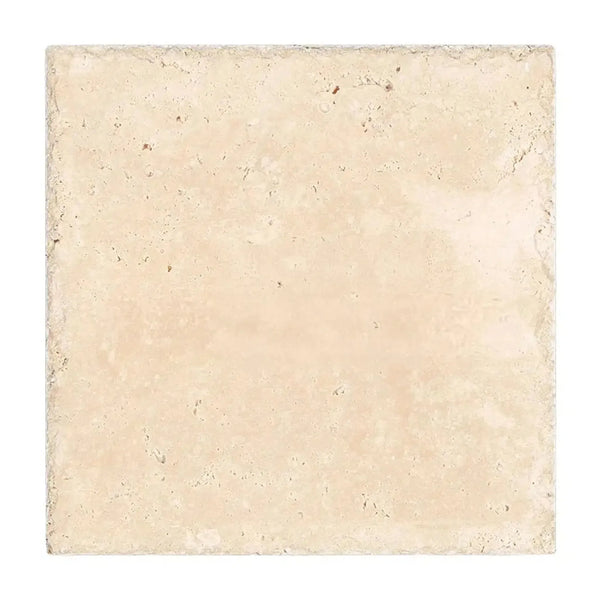 Ivory Light Travertine 24X24 Cross-Cut Unfilled Brushed and Chiseled Square Tile