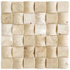 Textured travertine tile mosaic in Ivory Light Travertine 2X2 round-faced design