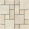 Beige travertine mosaic tile in Ivory (Light) Travertine 3-pcs. Mini-Pattern Mosaic