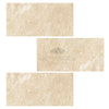 Beige travertine tiles from Ivory Light Travertine 3X6 Cross-Cut Filled and Honed