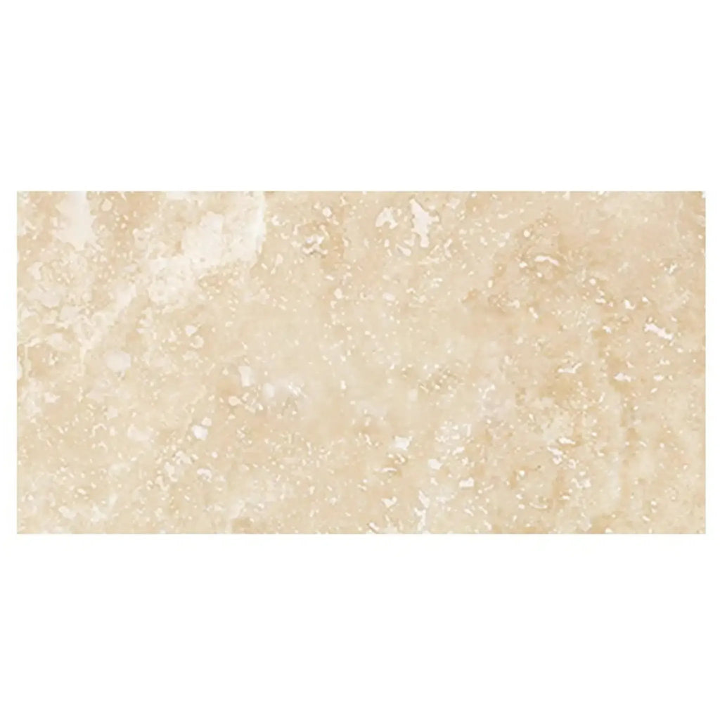 Beige travertine tile in Ivory Light Travertine 3X6 Cross-Cut Filled and Honed