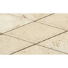 Beige Travertine tile flooring in Ivory Light Travertine 3X6 Deep-Beveled Diamond Mosaic