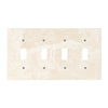 Ivory Travertine 4 Gang Toggle Switch Wall Plate for elegant home lighting control