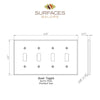 Diagram of Quad Toggle Switch Plate for Ivory Travertine 4 Gang Wall Plate