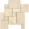 Beige travertine tile mosaic in Ivory Travertine 4 pcs Versailles Pattern set