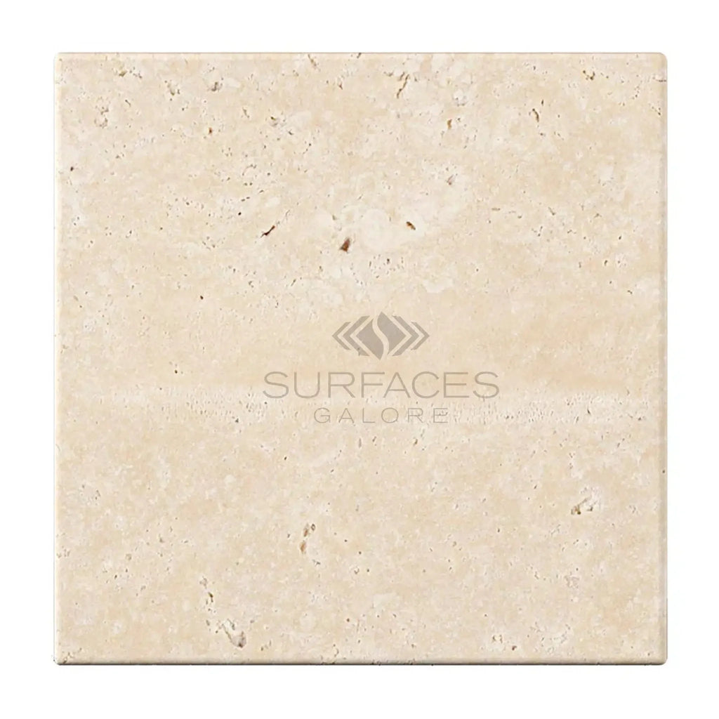 Ivory Light Travertine 4X4 Cross-Cut Tumbled Square Tile for elegant flooring design