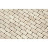 Ivory Travertine 5/8X1 1/4 Mini-Brick Mosaic Tumbled in rectangular beige brick pattern