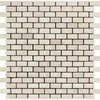 Beige brick mosaic tile in Ivory Travertine 5/8X1 1/4 Mini-Brick Mosaic Tumbled