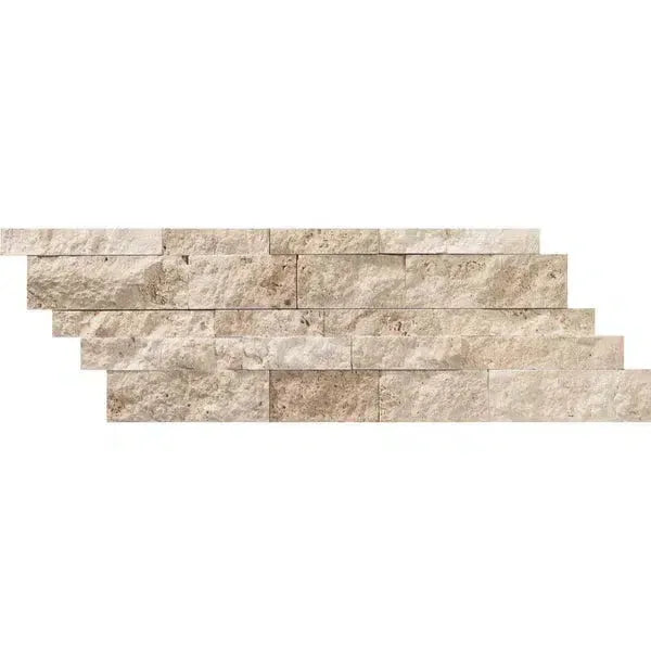 Ivory Light Travertine 7X20 Ledger Panel showcasing elegant stacked stone design