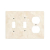 Beige marble triple wall plate for Ivory Travertine Double Toggle Duplex Switch