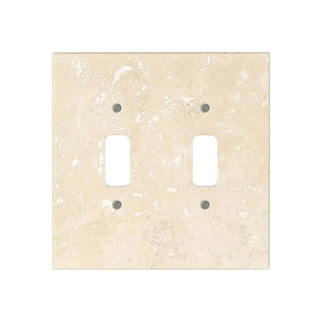 Beige stone double light switch plate for Ivory Travertine Double Toggle Wall Plate