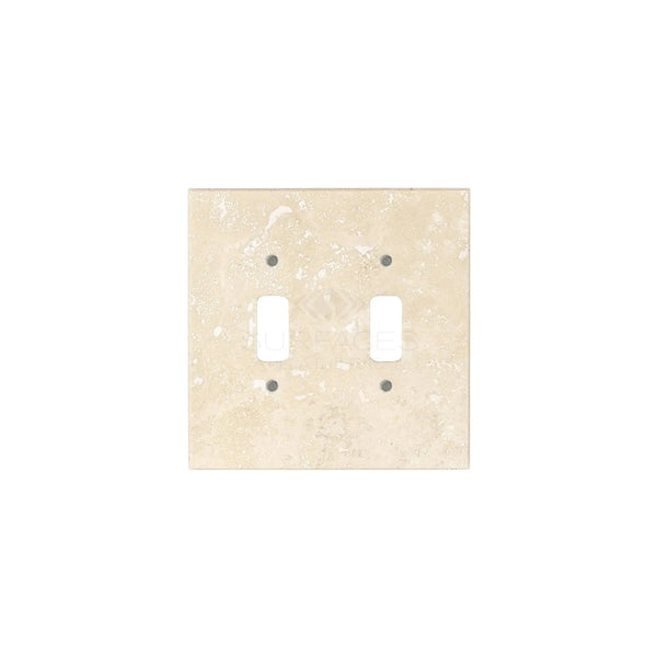 Beige double toggle light switch plate for Ivory Travertine wall plate decor