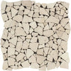 Irregular beige stone mosaic tile from Ivory Travertine Flat Pebble collection