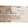 Stacked stone corner in Ivory Light Travertine Ledger-Panel Z Split-Panel design