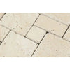 Beige Travertine Pavers in Ivory Light Travertine Opus Mini-Pattern Mosaic Tumbled