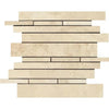 Ivory Light Travertine Random Strip Mosaic Honed tile showcasing elegant mosaic design