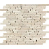 Beige travertine mosaic tile from Ivory Light Travertine Random Strip Mosaic Tumbled