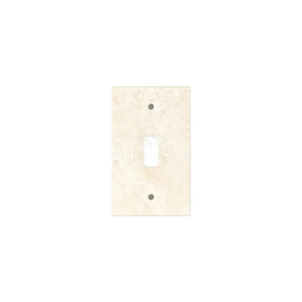 Beige light switch on Ivory Travertine Single Toggle Plate Switch Wall Plate