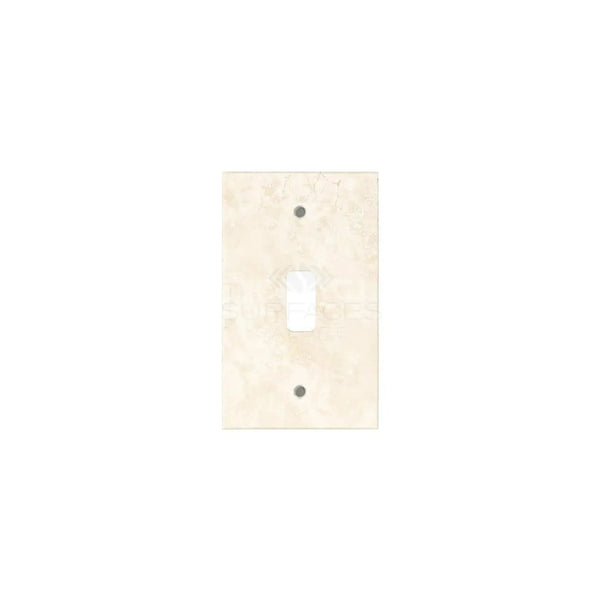 Beige light switch on Ivory Travertine Single Toggle Plate Switch Wall Plate