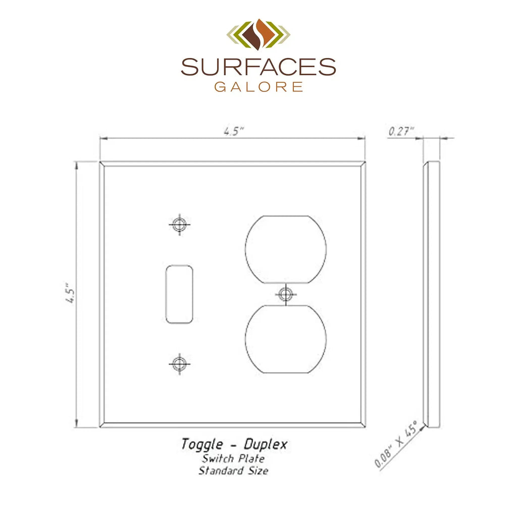 Toggle duplex switch plate dimensions for Ivory Light Travertine wall plate