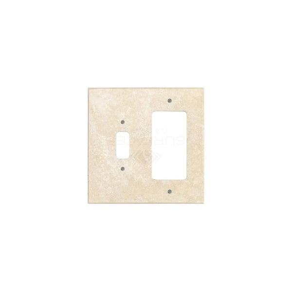 Beige toggle and rocker switch wall plate for Ivory Travertine decor