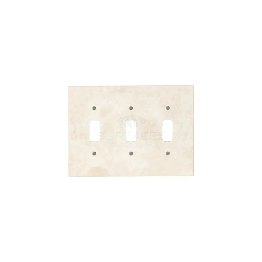 Ivory Travertine Triple Toggle Switch Wall Plate with elegant light switch design