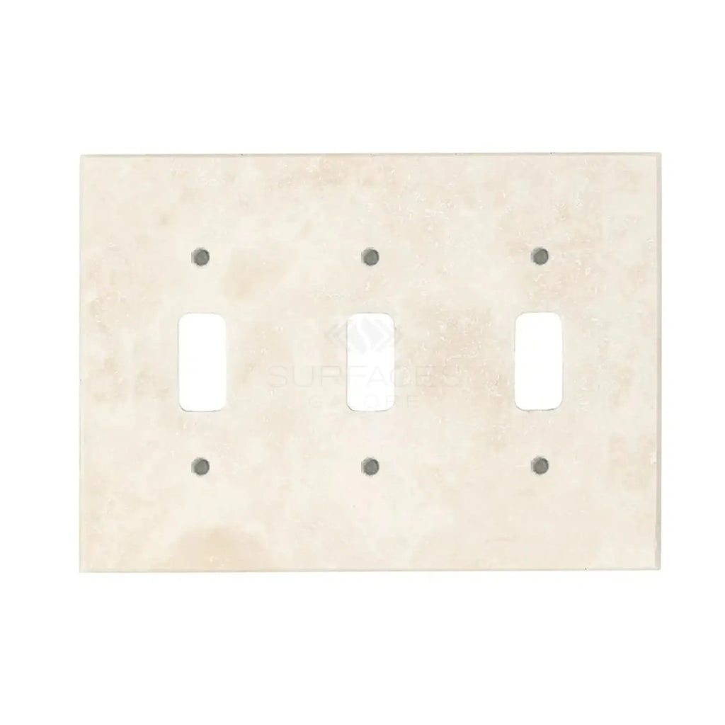 Ivory Travertine Triple Toggle Switch Wall Plate elegant design for light switches