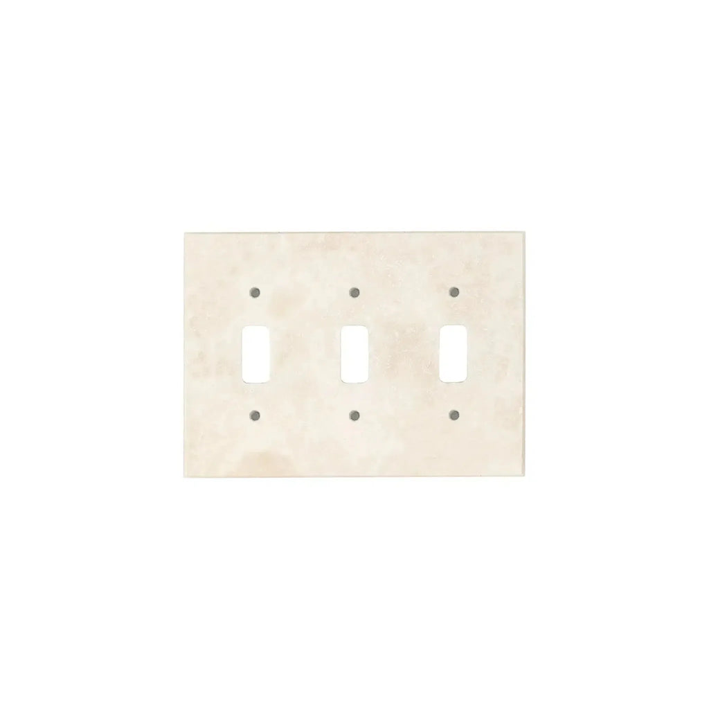 Ivory Travertine Triple TOGGLE Switch Wall Plate for elegant lighting control