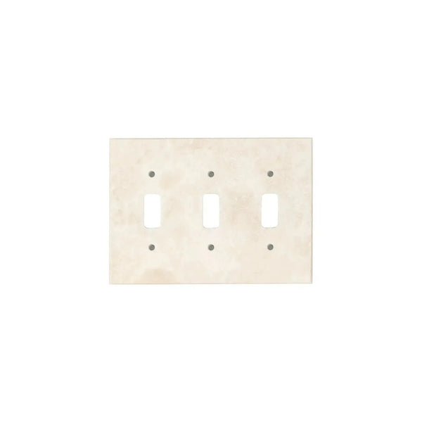 Ivory Travertine Triple TOGGLE Switch Wall Plate for elegant lighting control