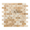 Beige Travertine Brick Mosaic Tile in La Travonya Travertine 1X2 Filled and Honed