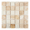 La Travonya Travertine 2X2 Brick Mosaic Filled and Honed Square Mosaic Tile Sheet