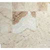 Beige and brown marble tile pattern in La Travonya Travertine Versailles set