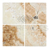 Four square La Travonya Travertine 6X6 Tumbled marble tiles arranged elegantly