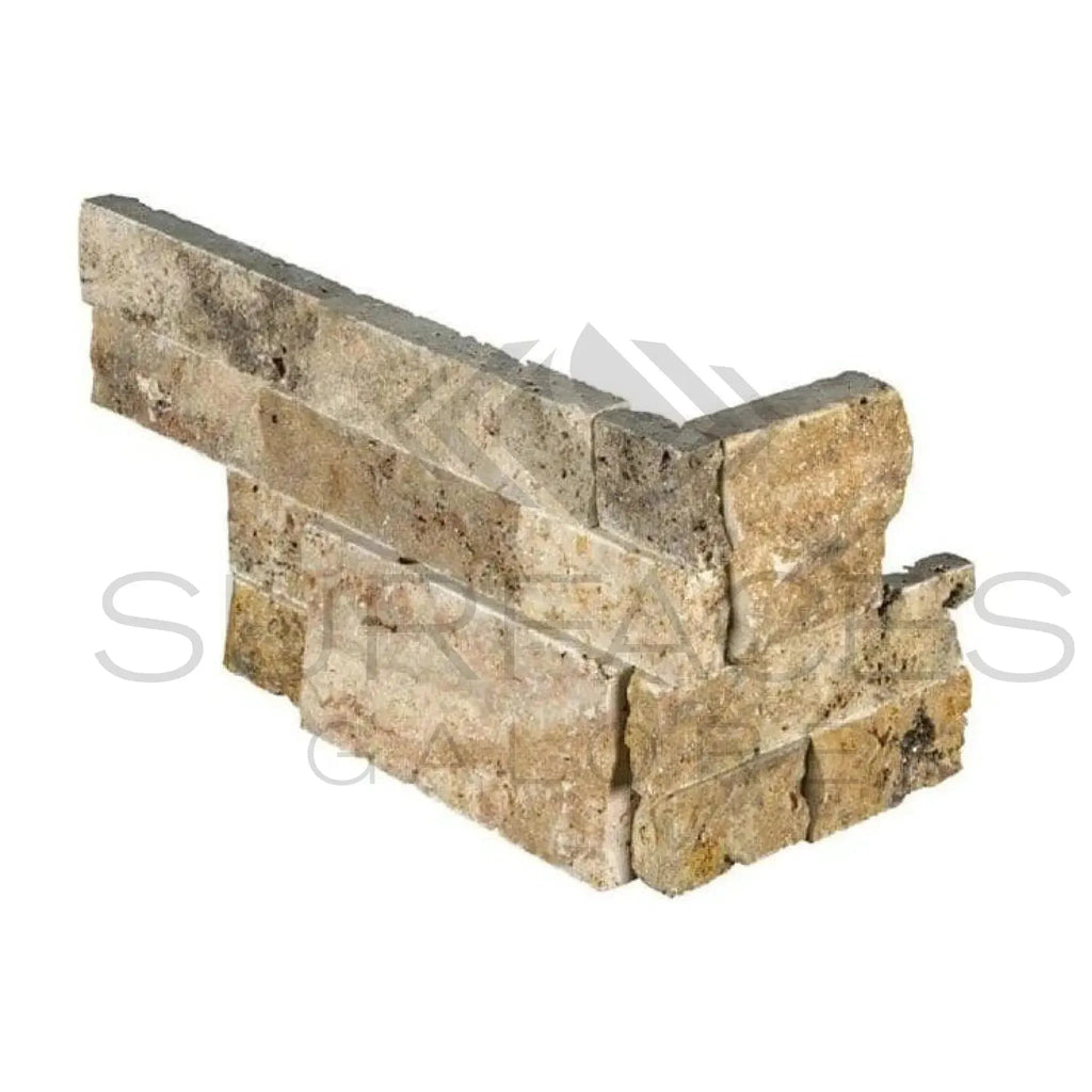 La Travonya Travertine Ledger-Panel Corner Stone Veneer in Split Faced Design