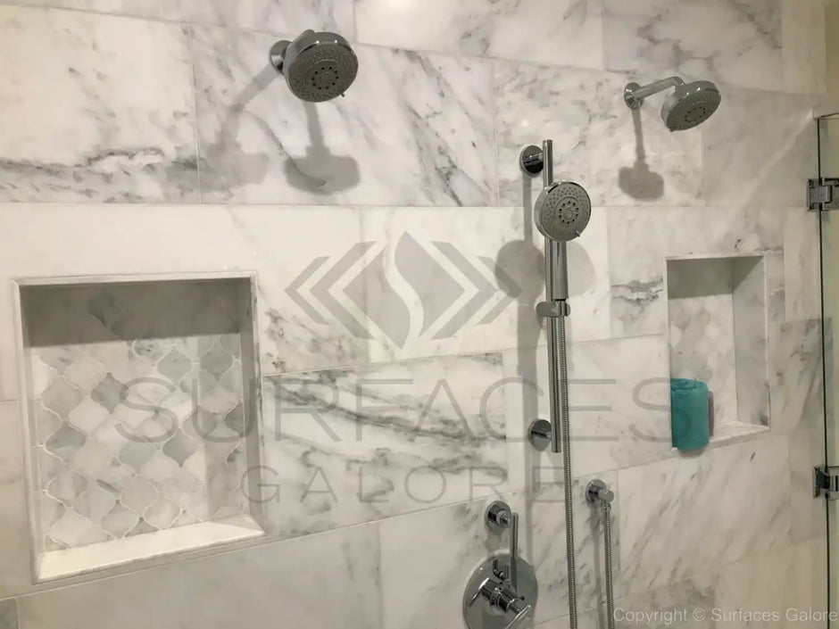 Installed marble and travertine tiles in various spaces like kitchen, bathroom, and living room, showcasing elegant and durable natural stone surfaces