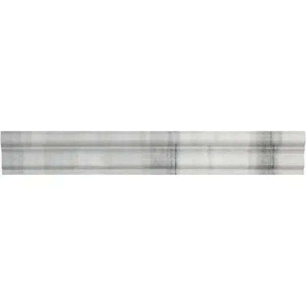 Gray and white marble trim of Mink Equator Zebra Marble 2X12 Milano Molding Liner Polished